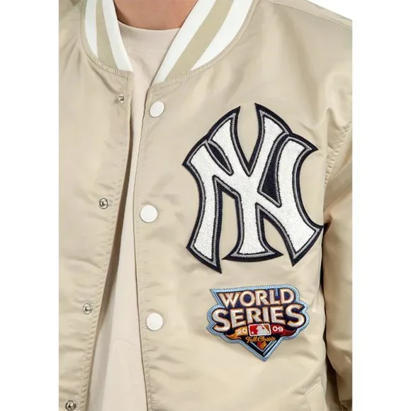 New Era New York Yankees Satin Varsity Jacket 2009 World Series Patch Men's - Picture 7 of 10
